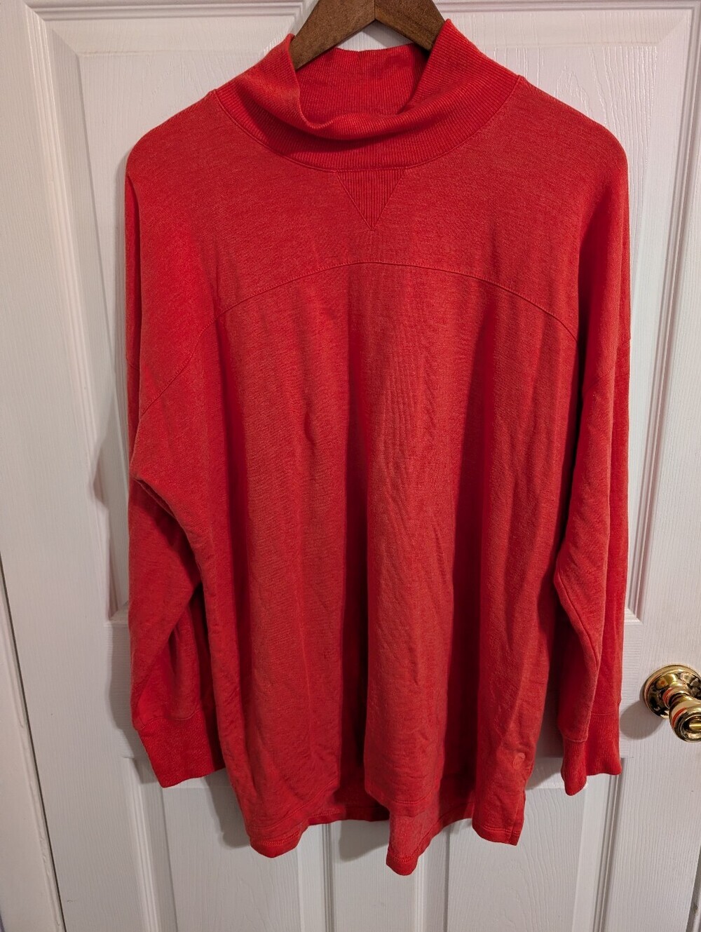 L.L. Bean Womens Pullover Mockneck Orange Long Sleeve Top Plus Size 1X